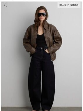 OAK + FORT VEGAN LEATHER BOMBER JACKET